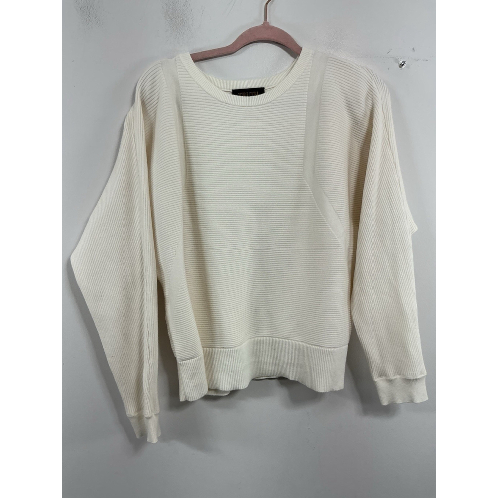 Womans Truth By Republic Long Sleeve Pullover Sweater Large Cream Heavy